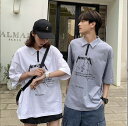 韓国風 シャツ カップル半袖Tシャツ 夏の新しい スポーツウェア ファッション半袖Tシャツ★M-2X