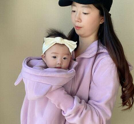 育児用服装　トップス　スウェット　出かけ便利　育児袋　M-XL