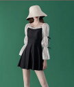 水着 ワンピース レディース 体型カバー オールインワン 大きいサイズ ママ 水泳服 スイムウェア★S-XL