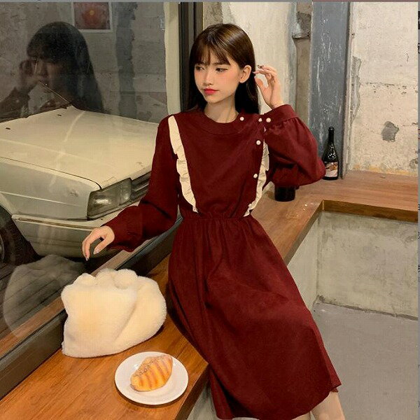 春秋レディースドレス★韓国のドレス★ドレス★ファッションスドレス★M-2X