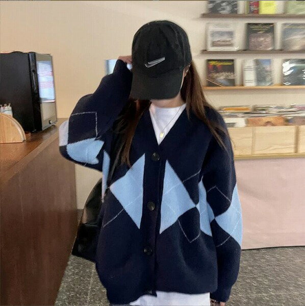 秋と冬新作 新しいデザイン韓国風ニットコートゆったり女カーディガンセーターカーディガンコート★