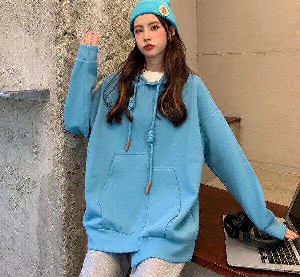 韓国風 レディース スウェット 秋冬新作 カジュアル パーカーコート トップス ブラウス裏毛付き