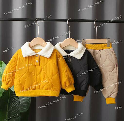 女の子 男の子 綿の服 トップス 可愛いコート+ズボン 子供服 スーツ 2点セット 冬新作 おしゃれ