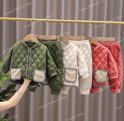 女の子 男の子 綿の服 トップス 可愛いコート+ズボン 子供服 スーツ 2点セット 冬新作 おしゃれ