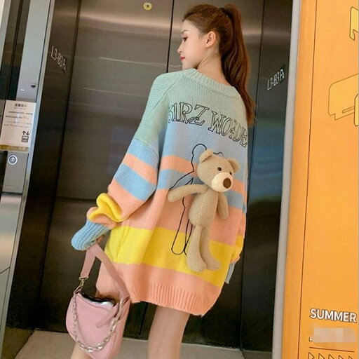 新しい秋と冬のニット女性用ニットプルオーバーセータールーズトップロングセーター 新しい秋と冬のニット女性用ニットプルオーバーセータールーズトップロングセーター