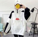 韓国ファッション秋冬パーカーレディース裏毛付きパーカールーズ長袖Tシャツ