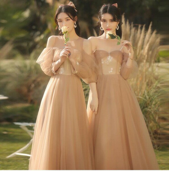 ブライズメイド/花嫁/二次会/プリンセス/パーティードレス/ウエディングドレス★ロング/結婚式編み上げ