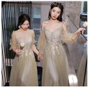 ブライズメイド/花嫁/二次会/プリンセス/パーティードレス/ウエディングドレス★ロング/結婚式編み上げ