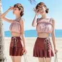 水着 レディース 体型カバー タンキニ 連体服 海水浴 潜水 韓国風 可愛い おしゃれ