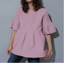 夏新作 tシャツ トップス レディース ニットトップス トランペットスリーブ ラウンドネック 無地