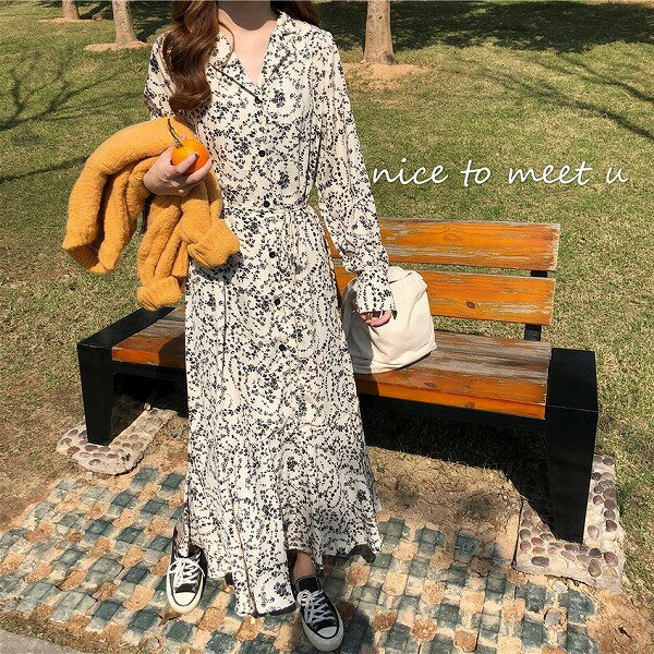 ワンピース 花柄ワンピース 夏新作 ロング丈 シャツワンピース レディース 気質