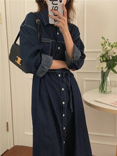 ワンピース シャツワンピース デニムワンピース 秋冬新作 ロング丈ワンピース レディース 着回し ワンピース シャツワンピース デニムワンピース 秋冬新作 ロング丈ワンピース レディース 着回し