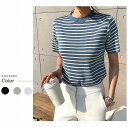 新作 Tシャツ ニット ボーダー 半袖シャツ 韓国風 レディーストップス ファッション 可愛い