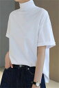 意外なファッション ハーフネック 半袖 ゆったりする ソリッドカラー Tシャツ カジュアル スリム(4)