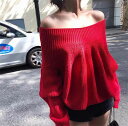 気持ちいい布地 セーター スリム ニットトップス けだるい風 一言の肩 sweet系 美しい 肩を出す