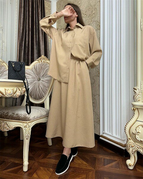 思った通りで嬉しいです スリム シャツ セットアップ 春と秋 ヨーロッパとアメリカ ロングスカート