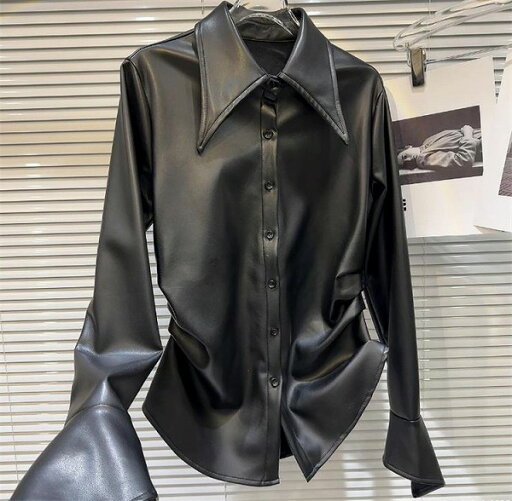 サイドデザイン ギャルシャツ 怠惰な風 シャツ スリム デザインセンス トップス 上着 サイドデザイン ギャルシャツ 怠惰な風 シャツ スリム デザインセンス トップス 上着