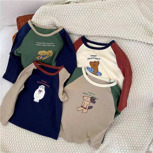 春新作★韓国風子供服★キッズ服★Tシャツ★トップス★4色★80cm~150cm 春新作★韓国風子供服★キッズ服★Tシャツ★トップス★4色★80cm~150cm