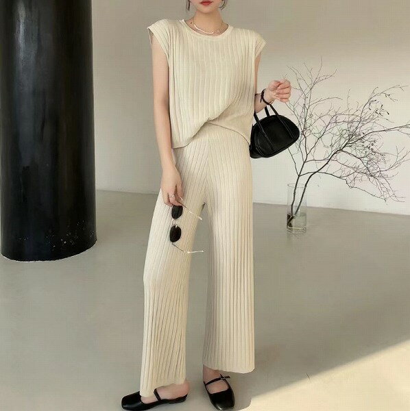 新作★レディース服 セットアップ★ニット★トップス+ズボン★4色★