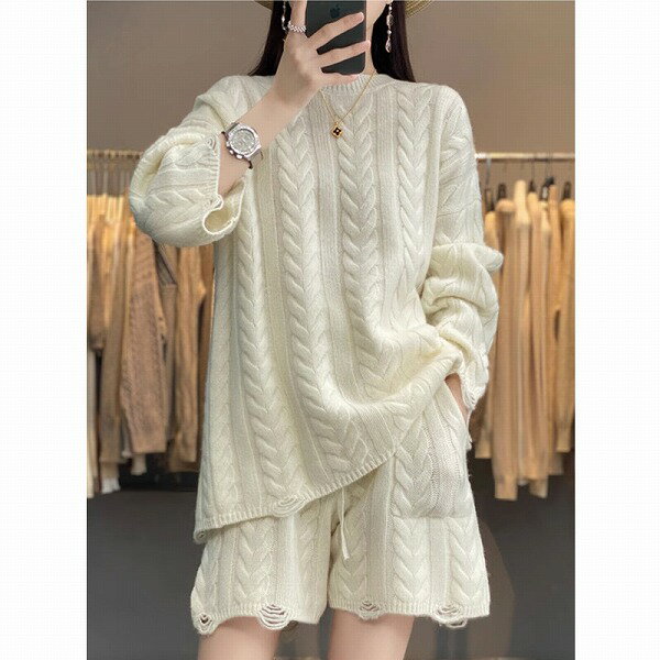 新作★レディース服 セットアップ★ニット★トップス+ズボン★4色★