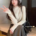 レディース・長袖・セーター・上品・ハイネックニット・簡素・トップス 春秋冬