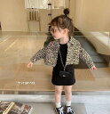 春新作 女の子 ヒョウ柄 韓国版 洋風 コート ワンピース 2点 セット 子供服