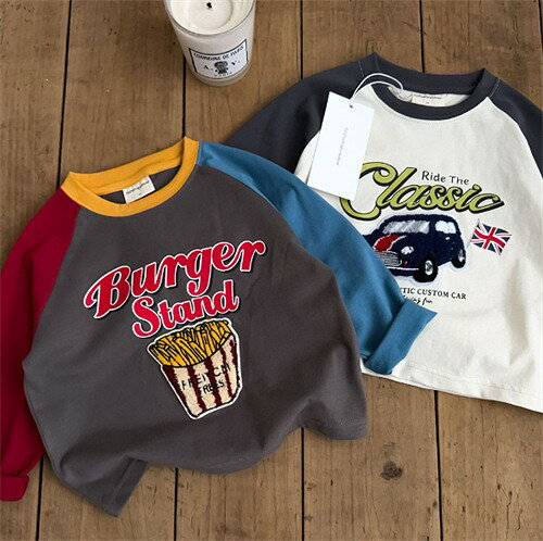 春新作 韓国版 Tシャツ 上着 綿 ファッション 男女兼用 トップス 子供服 長袖 90~140cm