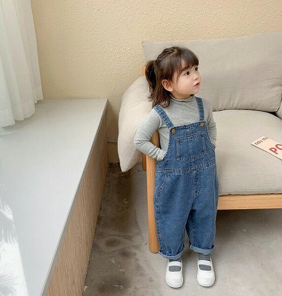 春新作 サロペット 韓国版 洋風 デニムパンツ 男女兼用 子供服 80~140cm