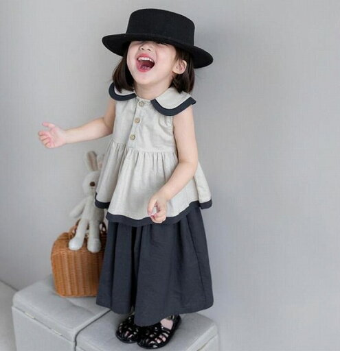 夏新作 女の子 上着+ワイドパンツ 2点 セット 夏服 綿 子供服 夏新作 女の子 上着+ワイドパンツ 2点 セット 夏服 綿 子供服