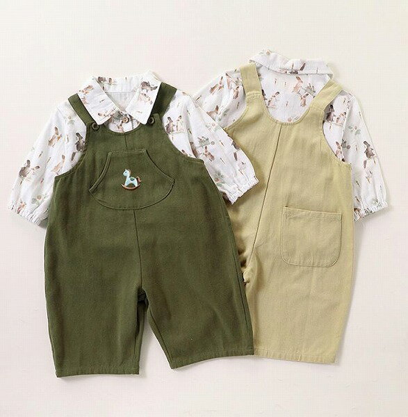 春新作 赤ん坊 洋風 かわいい 刺繍 綿 サロペット 男女兼用 子供服 73~110