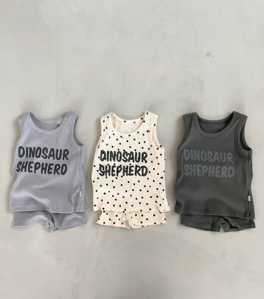 夏新作 韓国版 ins 袖なし タンクトップ+半ズボン 2点 セット アルファベット 子供服 73~100cm