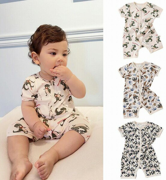 夏新作 赤ちゃん 半袖 薄い 恐竜 パンダ 綿 夏服 外出 連体服 ロンパース 男女兼用 子供服