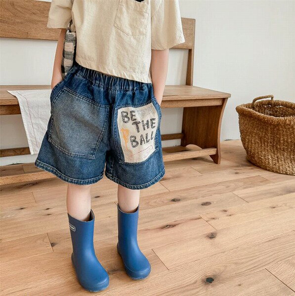 夏新作 ins 韓国版 ファッション 夏服 デニムパンツ 半ズボン 男女兼用 ボトムス 子供服 2色