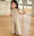 春夏新作 ins 袖なし チョッキ 上着+ズボン 2点セット 女の子 ファッション 復古 外出 子供服