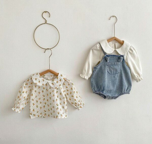 春秋新作 韓国版 乳幼児 デニム サロペット 上着 シャツ セット 男女兼用 子供服