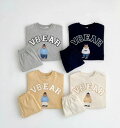 秋新作 韓国版 クマ Tシャツ 上着+ズボン 2点セット アルファベット 男女兼用 子供服 6色