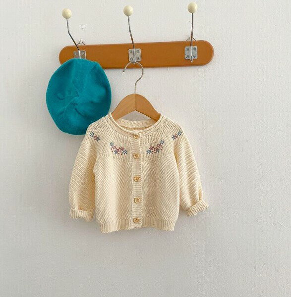 秋冬新作 カーディガン 女の赤ちゃん 0～3歳 コート 刺繍 長袖 ニット 上着 トップス 子供服