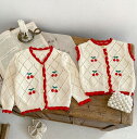 秋冬新作 カーディガン 乳幼児 ニット 女の子 サクランボ 刺繍 ベスト 長袖 コート セット 子供服