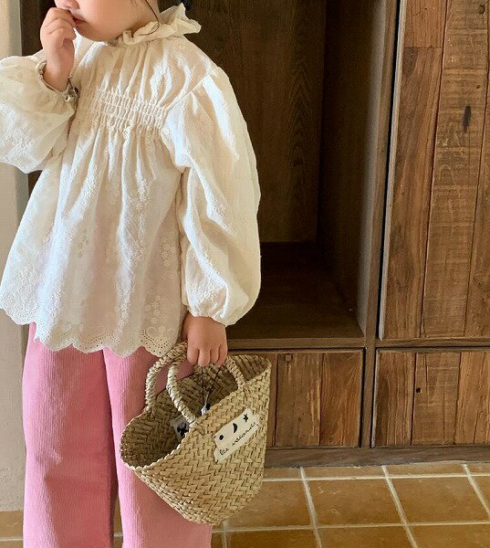 秋新作 じゅんしょく シャツ 韓国版 女の子 かわいい 刺繍 レース 上着 ズボン 子供服