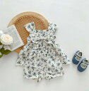 夏新作 ins 韓国 ベビー服 連体服 子供服 2点セットベビーファッションリボン小飛袖 上着