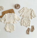 春新作 ins 韓国 赤ん坊 サクランボ 綿 シャツ 上着+半ズボン 2点 セット 子供服