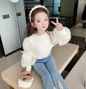 春新作 レーススリーブ 女の子 上着 洋風 赤ちゃん 長袖 丸首 トップス Tシャツ 子供服 2色