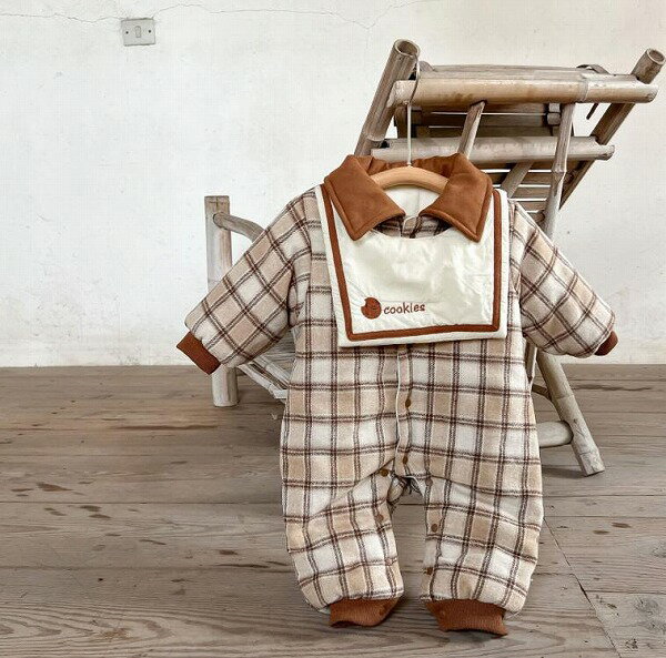 冬新作 裏起毛 冬服 乳幼児 連体服 よだれタオル コート 男女兼用 子供服