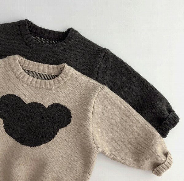 秋冬新作 復古 セーター 韓国版 丸首 ニット ゆとりが 男女兼用 子供服