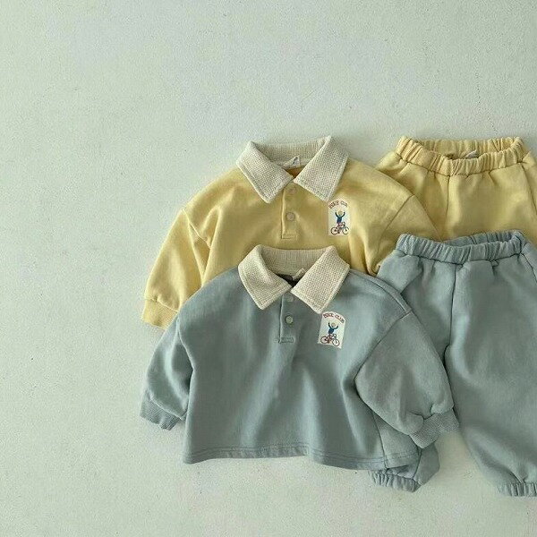 春秋新作 INS 長袖 トップス+ズボン 外出 2つ セット 男女兼用 子供服