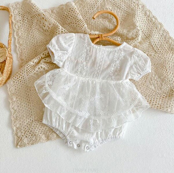 夏新作 連体服+エプロン 二点セット★ins 子供服 赤ん坊 女の赤ちゃん 半袖 人気 新品