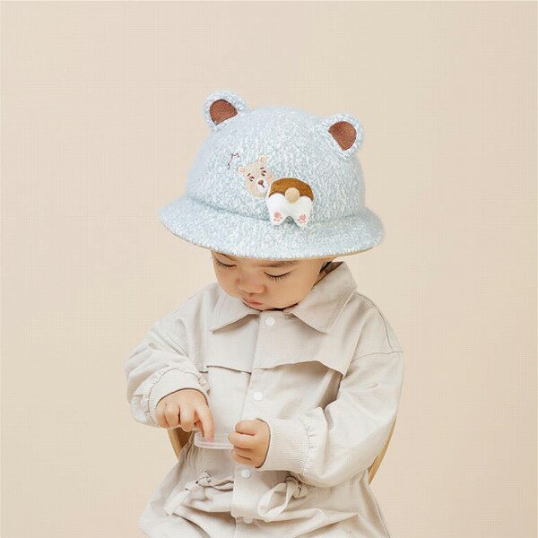 ★新作★漁夫帽★熊★くまちゃん★刺繍★子供★帽子★厚い 暖かい★ハット★5色