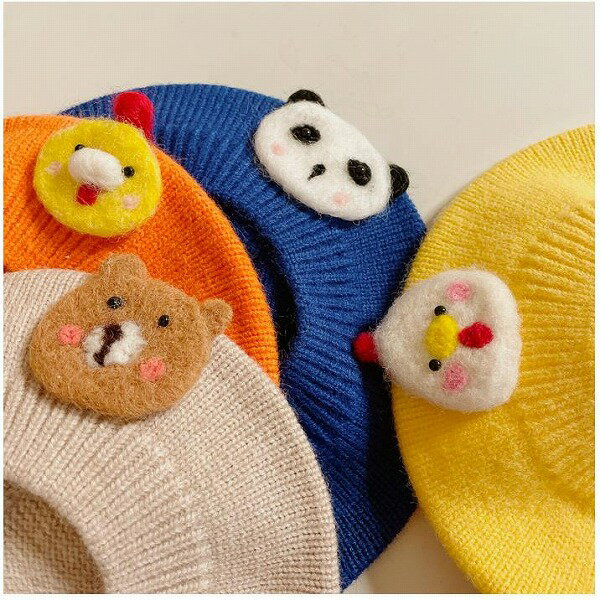 ★新作★ ベレー帽★毛むくじゃら★かわいい★10色★動物★子供★帽子★ハット