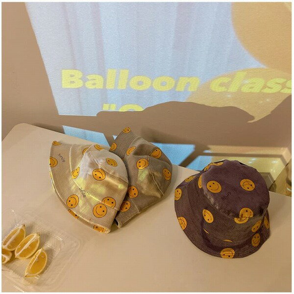 ★新作★漁夫帽★笑顔★コーデュロイ★キッズ★子供★帽子★日焼け防止 キャップ★ハット★3色