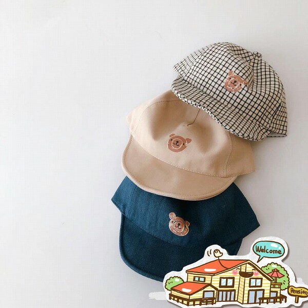 ★新作★鳥打ち帽★キッズ★子供★帽子★日焼け防止 キャップ★ハット★くまちゃん★熊★人気